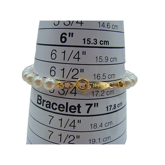 Napier Faux Pearl Gold Tone Bracelet 6 3/4" Delicate Fashion Vintage Elegant - Picture 5 of 7